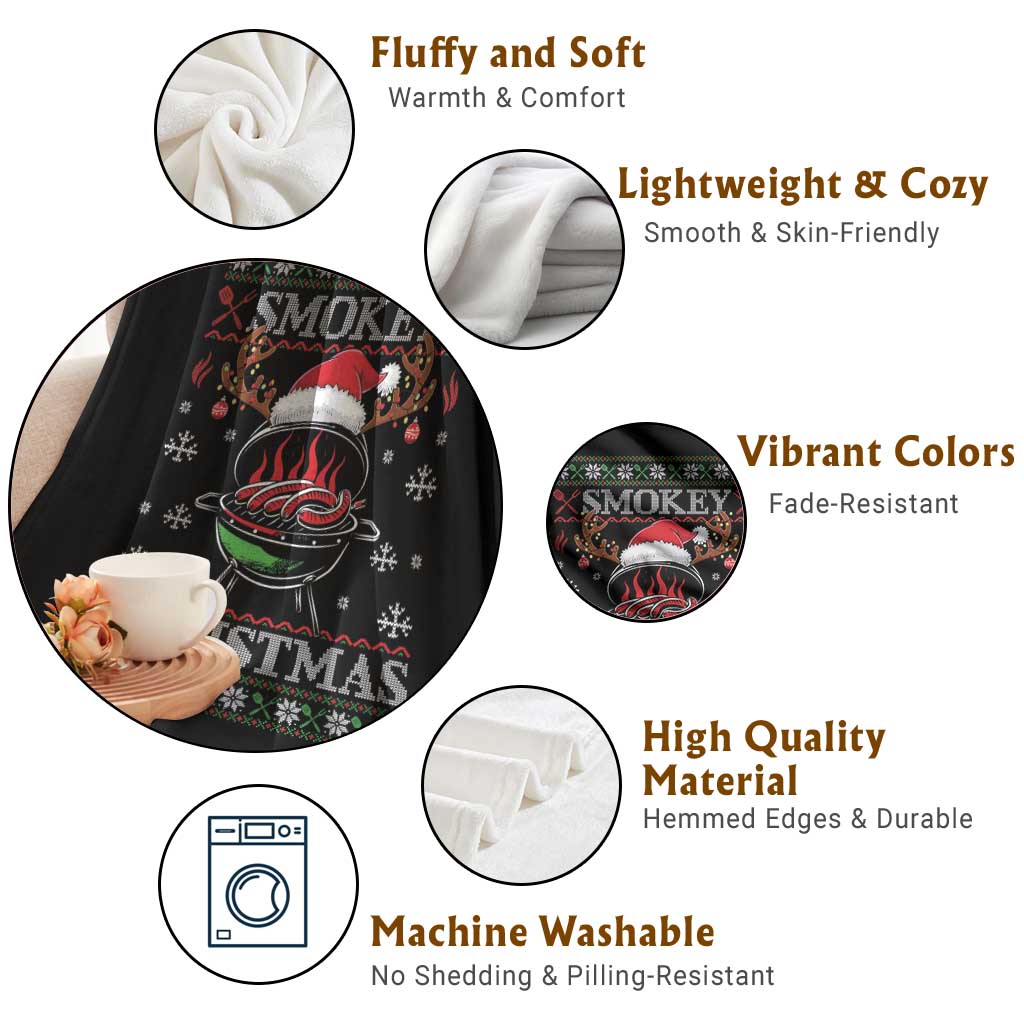 Funny Smokey Christmas Grilling Throw Blanket BBQ Meat Father's Day TS11 Print Your Wear