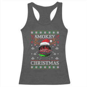 Funny Smokey Christmas Grilling Racerback Tank Top BBQ Meat Father's Day TS11 Dark Heather Print Your Wear