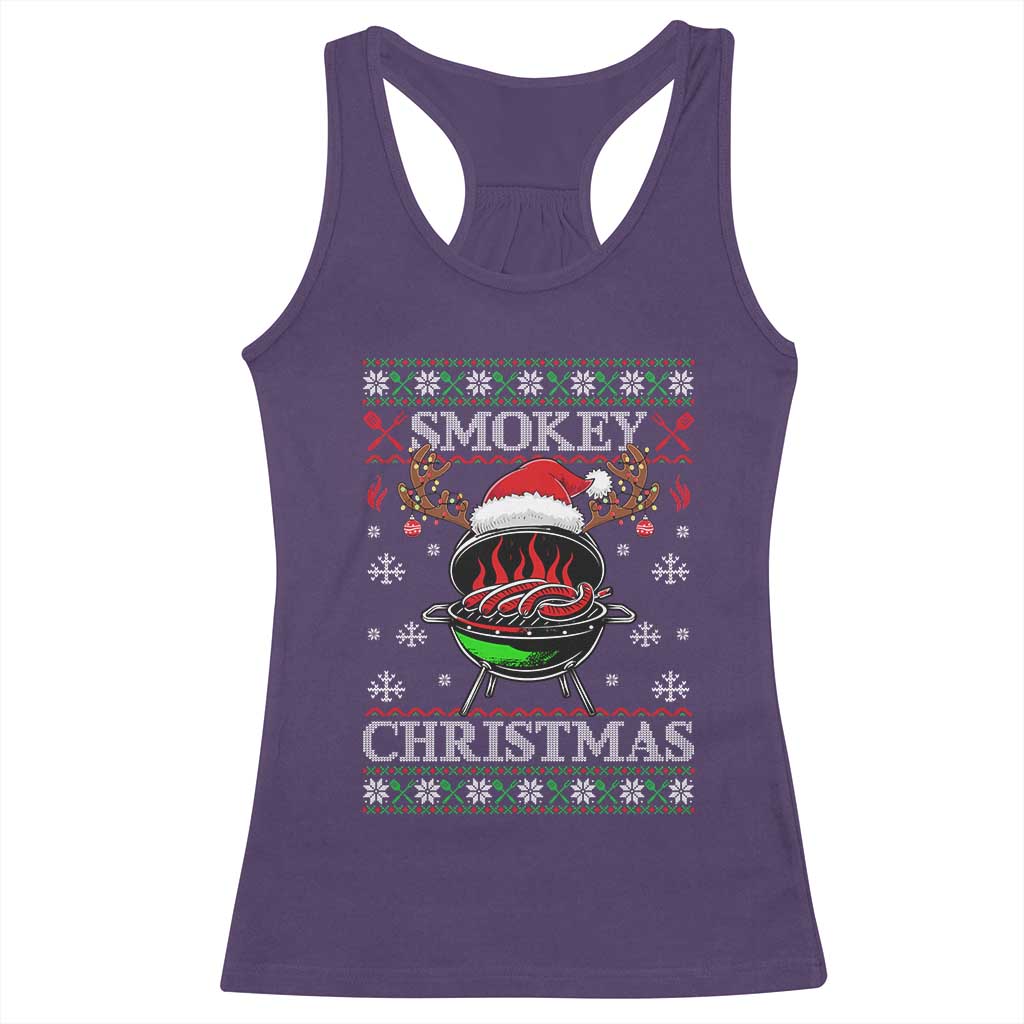 Funny Smokey Christmas Grilling Racerback Tank Top BBQ Meat Father's Day TS11 Purple Print Your Wear