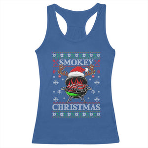 Funny Smokey Christmas Grilling Racerback Tank Top BBQ Meat Father's Day TS11 Royal Blue Print Your Wear