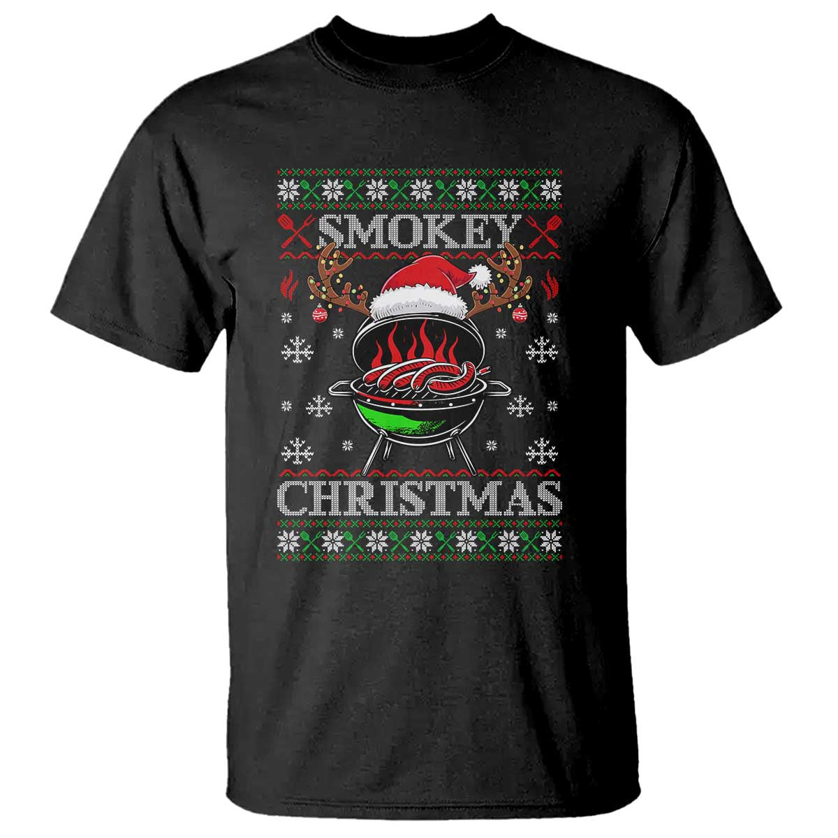 Funny Smokey Christmas Grilling T Shirt BBQ Meat Father's Day TS11 Black Print Your Wear
