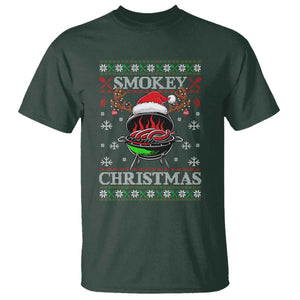 Funny Smokey Christmas Grilling T Shirt BBQ Meat Father's Day TS11 Dark Forest Green Print Your Wear