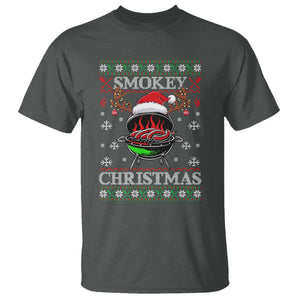 Funny Smokey Christmas Grilling T Shirt BBQ Meat Father's Day TS11 Dark Heather Print Your Wear