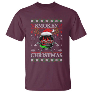 Funny Smokey Christmas Grilling T Shirt BBQ Meat Father's Day TS11 Maroon Print Your Wear
