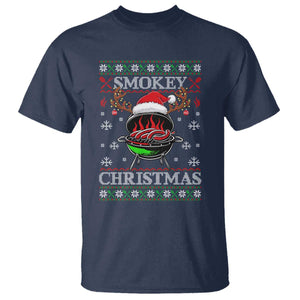 Funny Smokey Christmas Grilling T Shirt BBQ Meat Father's Day TS11 Navy Print Your Wear