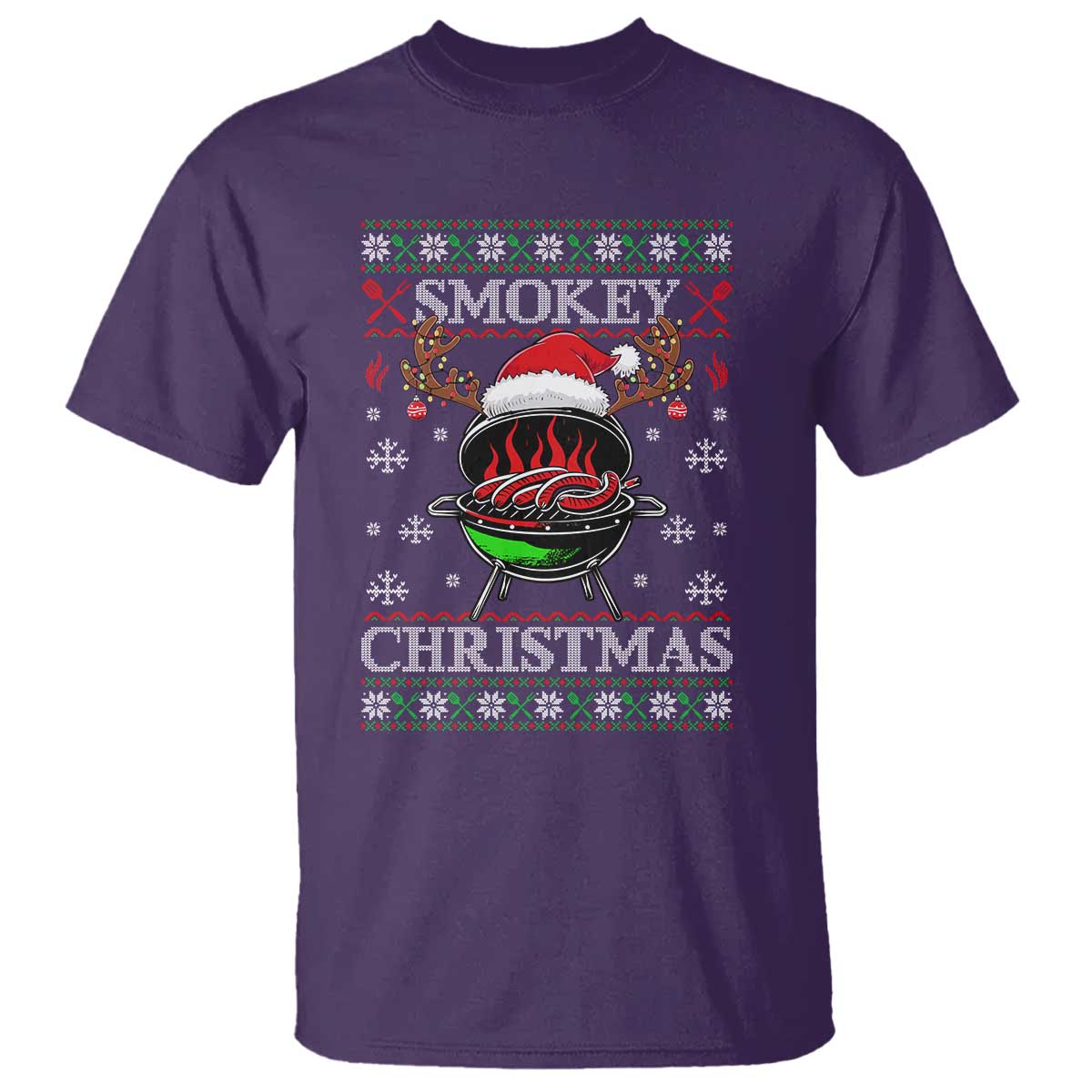 Funny Smokey Christmas Grilling T Shirt BBQ Meat Father's Day TS11 Purple Print Your Wear