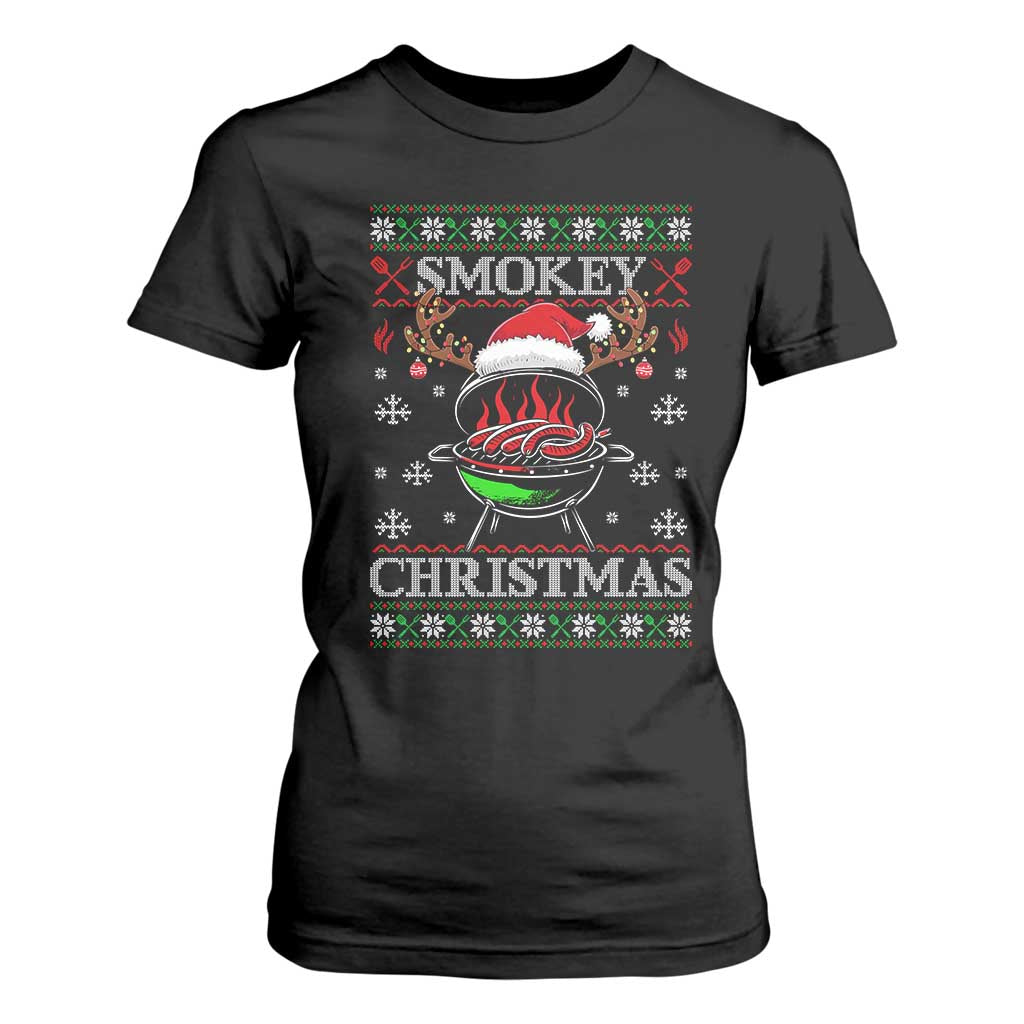 Funny Smokey Christmas Grilling T Shirt For Women BBQ Meat Father's Day TS11 Black Print Your Wear