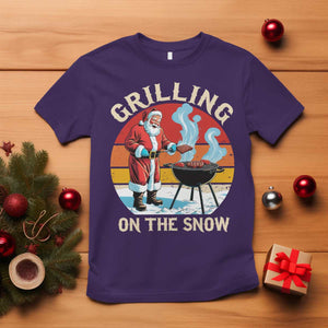 Funny Christmas Grilling Santa T Shirt Grilling On The Snow TS11 Purple Print Your Wear