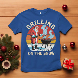 Funny Christmas Grilling Santa T Shirt Grilling On The Snow TS11 Royal Blue Print Your Wear