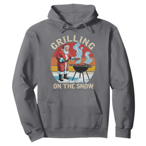 Funny Christmas Grilling Santa Hoodie Grilling On The Snow TS11 Charcoal Print Your Wear