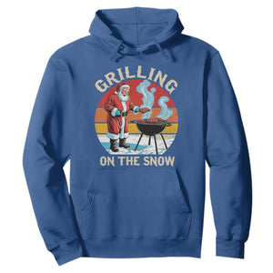Funny Christmas Grilling Santa Hoodie Grilling On The Snow TS11 Royal Blue Print Your Wear
