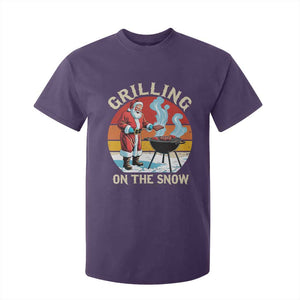 Funny Christmas Grilling Santa T Shirt For Kid Grilling On The Snow TS11 Purple Print Your Wear