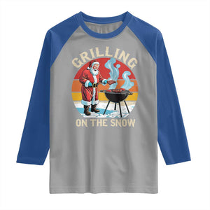 Funny Christmas Grilling Santa Raglan Shirt Grilling On The Snow TS11 Sport Gray Royal Print Your Wear