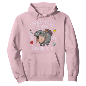 Funny I Survived 100 Days Of School Moo Deng Hoodie It's I'm Fine Everything Is Fine TS11 Light Pink Print Your Wear