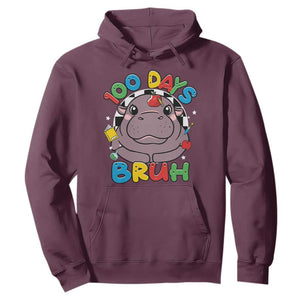 Funny Moo Deng 100 Days Bruh Hoodie Happy 100 Days Of School TS11 Maroon Print Your Wear