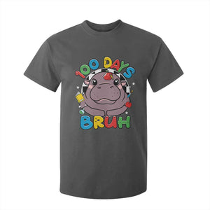 Funny Moo Deng 100 Days Bruh T Shirt For Kid Happy 100 Days Of School TS11 Dark Heather Print Your Wear
