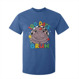 Funny Moo Deng 100 Days Bruh T Shirt For Kid Happy 100 Days Of School TS11 Royal Blue Print Your Wear