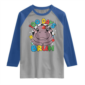 Funny Moo Deng 100 Days Bruh Raglan Shirt Happy 100 Days Of School TS11 Sport Gray Royal Print Your Wear