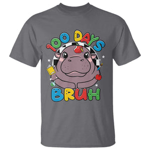 Funny Moo Deng 100 Days Bruh T Shirt Happy 100 Days Of School TS11 Charcoal Print Your Wear