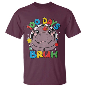 Funny Moo Deng 100 Days Bruh T Shirt Happy 100 Days Of School TS11 Maroon Print Your Wear