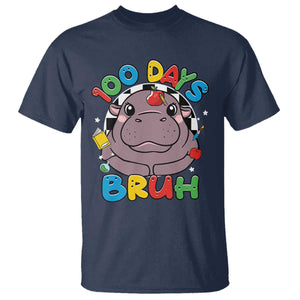 Funny Moo Deng 100 Days Bruh T Shirt Happy 100 Days Of School TS11 Navy Print Your Wear