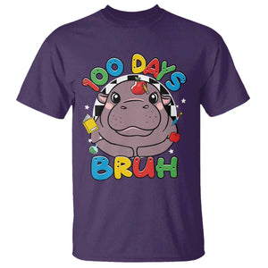 Funny Moo Deng 100 Days Bruh T Shirt Happy 100 Days Of School TS11 Purple Print Your Wear