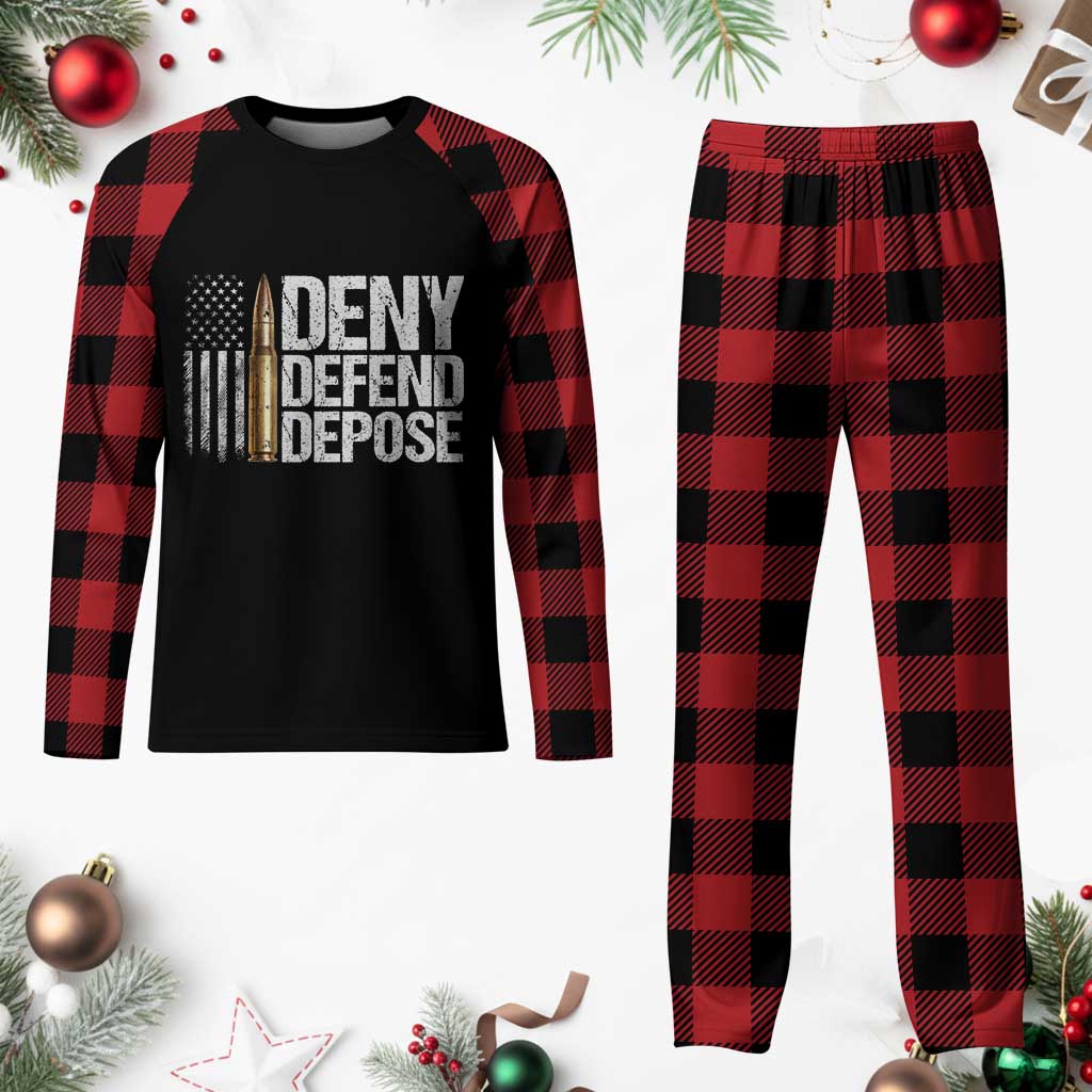 Deny Defend Depose Plaid Pajama Set Bullet Vintage American Flag TS11 Buffalo Plaid Print Your Wear