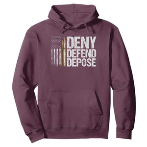 Deny Defend Depose Hoodie Bullet Vintage American Flag TS11 Maroon Print Your Wear