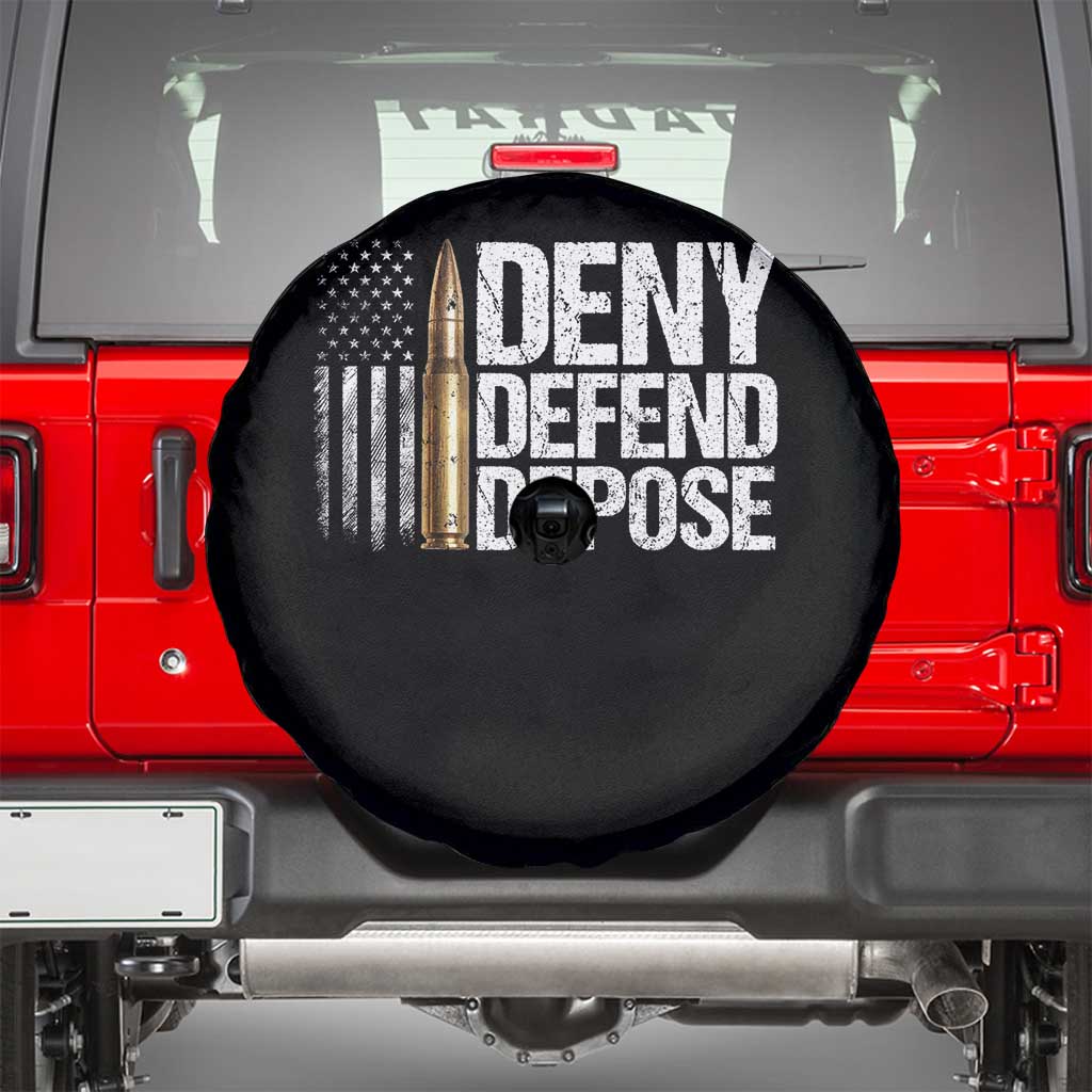 Deny Defend Depose Spare Tire Cover Bullet Vintage American Flag TS11 Black Print Your Wear