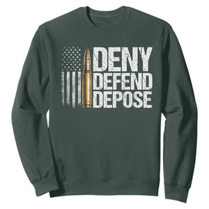 Deny Defend Depose Sweatshirt Bullet Vintage American Flag TS11 Dark Forest Green Print Your Wear