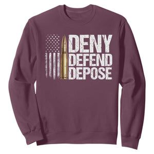Deny Defend Depose Sweatshirt Bullet Vintage American Flag TS11 Maroon Print Your Wear