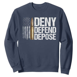 Deny Defend Depose Sweatshirt Bullet Vintage American Flag TS11 Navy Print Your Wear