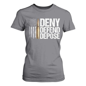 Deny Defend Depose T Shirt For Women Bullet Vintage American Flag TS11 Charcoal Print Your Wear