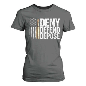 Deny Defend Depose T Shirt For Women Bullet Vintage American Flag TS11 Dark Heather Print Your Wear