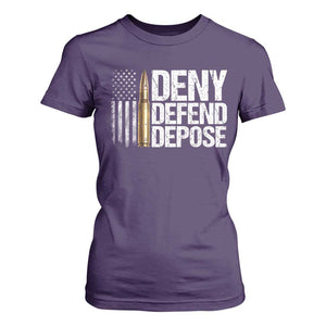 Deny Defend Depose T Shirt For Women Bullet Vintage American Flag TS11 Purple Print Your Wear