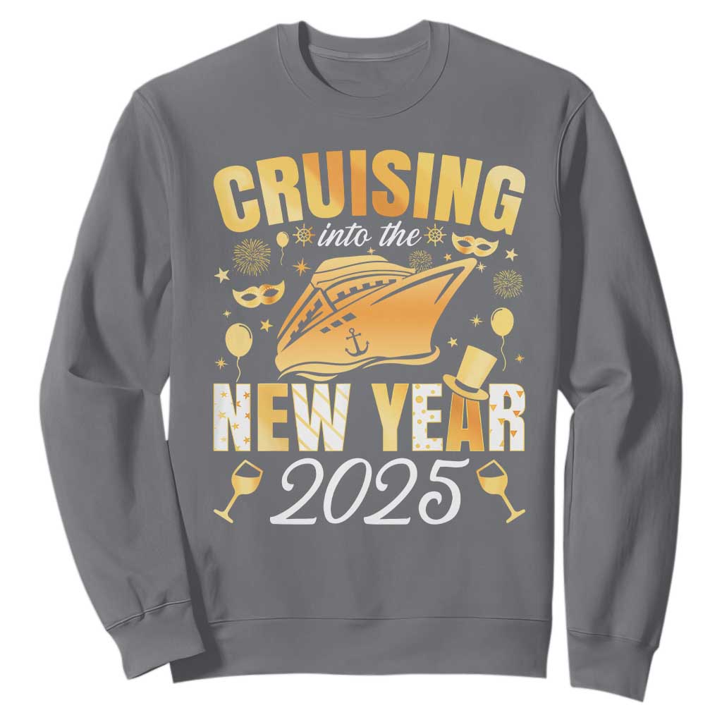 Family New Year's Trip 2025 Sweatshirt Cruising Into The New Year 2025 TS11 Charcoal Print Your Wear