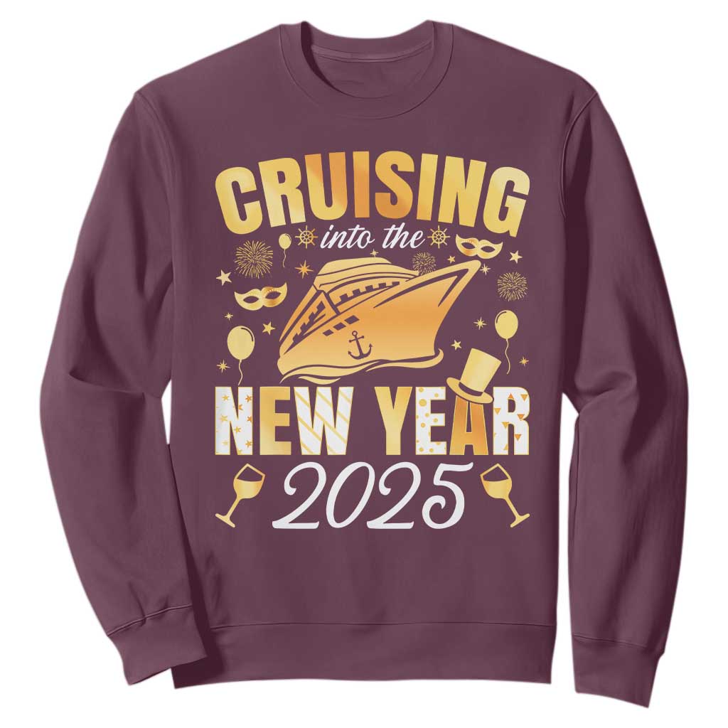 Family New Year's Trip 2025 Sweatshirt Cruising Into The New Year 2025 TS11 Maroon Print Your Wear