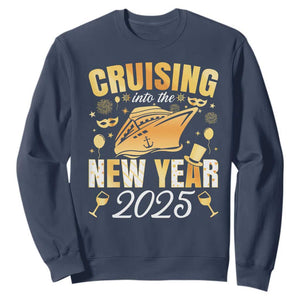 Family New Year's Trip 2025 Sweatshirt Cruising Into The New Year 2025 TS11 Navy Print Your Wear