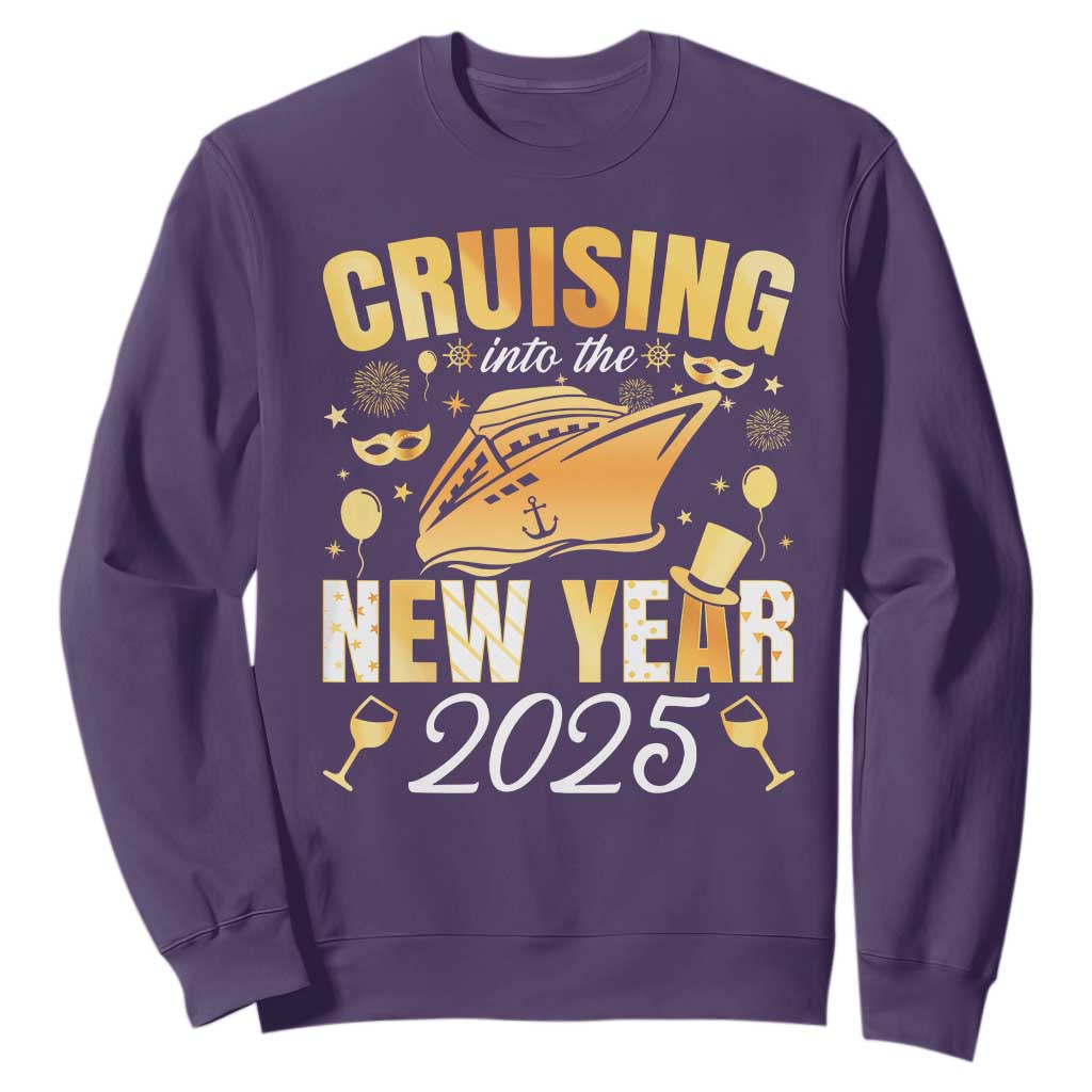 Family New Year's Trip 2025 Sweatshirt Cruising Into The New Year 2025 TS11 Purple Print Your Wear