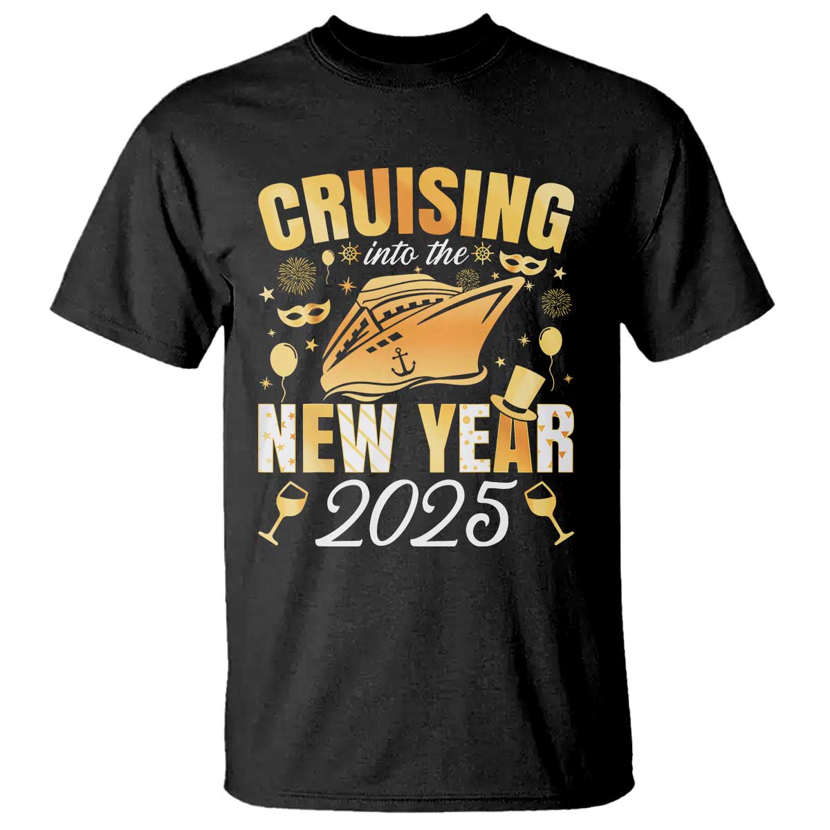 Family New Year's Trip 2025 T Shirt Cruising Into The New Year 2025 TS11 Black Print Your Wear