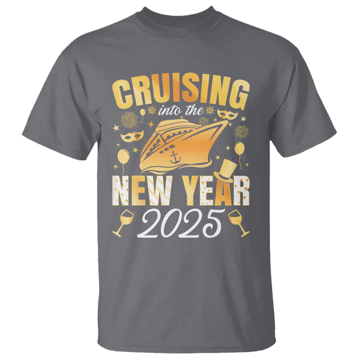Family New Year's Trip 2025 T Shirt Cruising Into The New Year 2025 TS11 Charcoal Print Your Wear