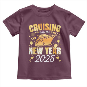 Family New Year's Trip 2025 Toddler T Shirt Cruising Into The New Year 2025 TS11 Maroon Print Your Wear