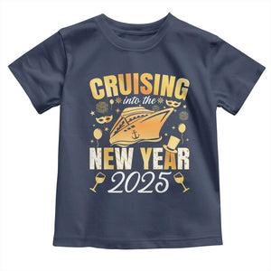 Family New Year's Trip 2025 Toddler T Shirt Cruising Into The New Year 2025 TS11 Navy Print Your Wear