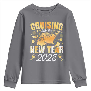 Family New Year's Trip 2025 Youth Sweatshirt Cruising Into The New Year 2025 TS11 Charcoal Print Your Wear