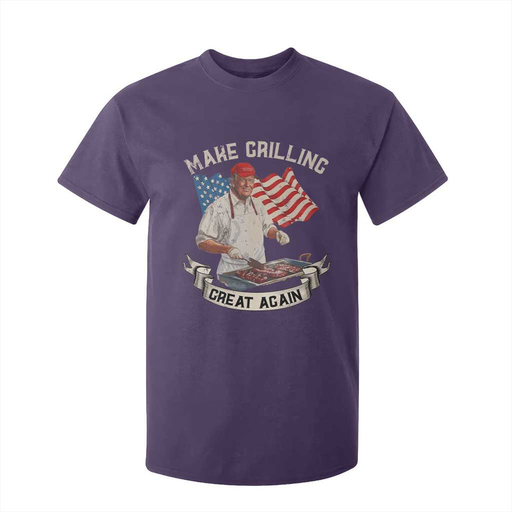 Funny Trump Make Grilling Great Again T Shirt For Kid Trump BBQ Grill Vintage American Flag TS11 Purple Print Your Wear