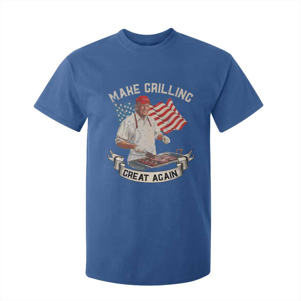 Funny Trump Make Grilling Great Again T Shirt For Kid Trump BBQ Grill Vintage American Flag TS11 Royal Blue Print Your Wear