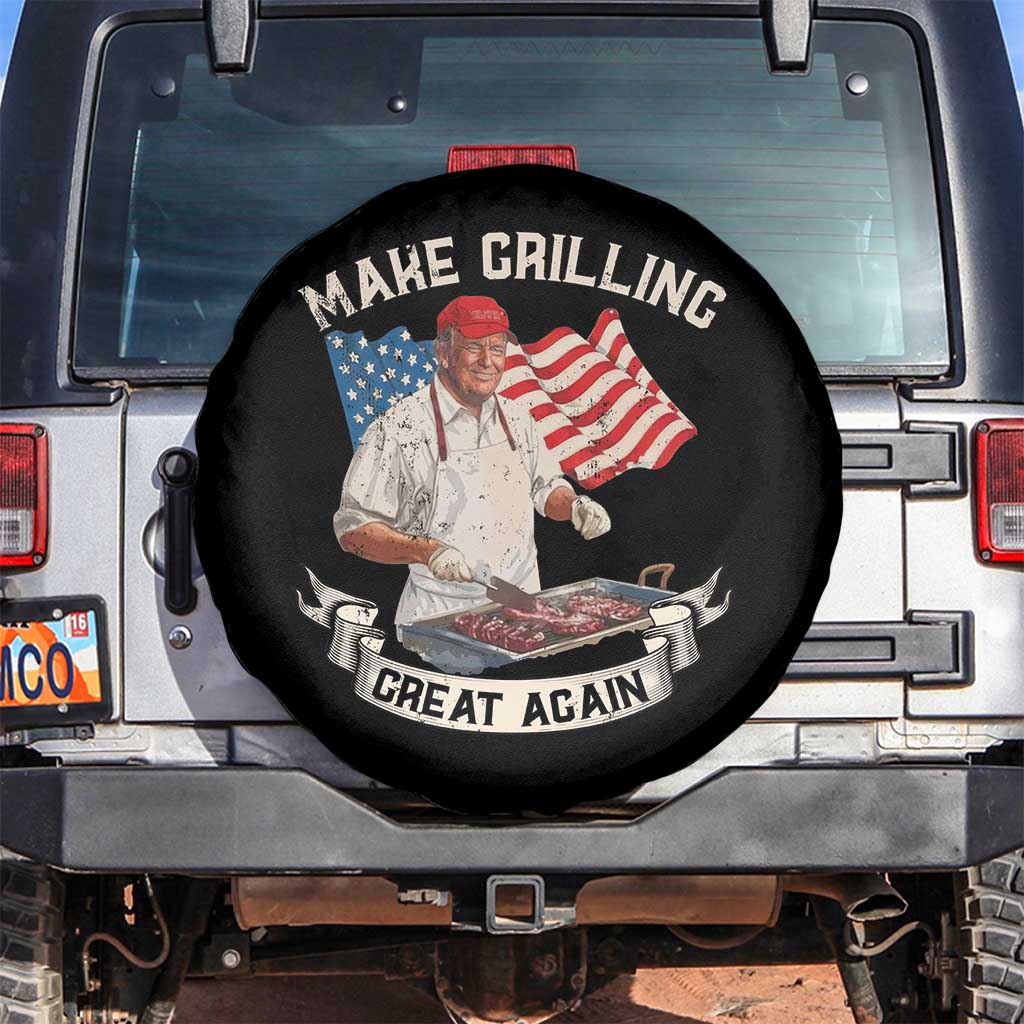 Funny Trump Make Grilling Great Again Spare Tire Cover Trump BBQ Grill Vintage American Flag TS11 No hole Black Print Your Wear