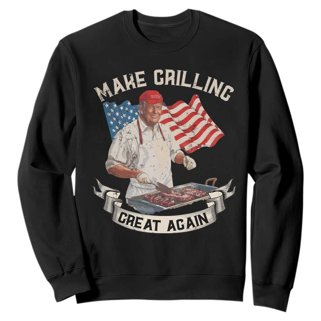 Funny Trump Make Grilling Great Again Sweatshirt Trump BBQ Grill Vintage American Flag TS11 Black Print Your Wear