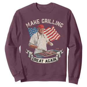 Funny Trump Make Grilling Great Again Sweatshirt Trump BBQ Grill Vintage American Flag TS11 Maroon Print Your Wear