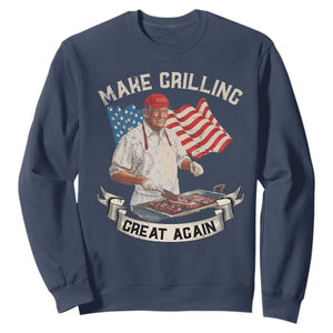 Funny Trump Make Grilling Great Again Sweatshirt Trump BBQ Grill Vintage American Flag TS11 Navy Print Your Wear